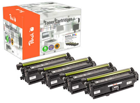 Peach HP 508 X 4 Toner XL (bk, c/m/y) ersetzt HP No. 508X, CF360X, CF361X, CF362X, CF363X für z.B. HP Color LaserJet Ent