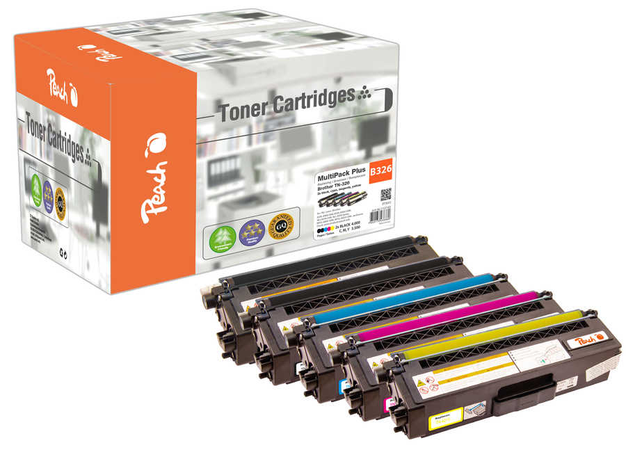 Peach B326 5 Toner XL (2*bk, c/m/y) ersetzt Brother TN-326 für z.B. Brother DCPL 8400 CDN, Brother DCPL 8450 CDW, Brothe