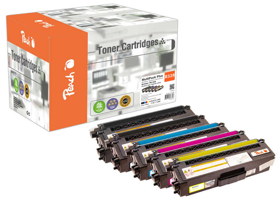 Peach B328 5 Toner XL (2*bk, c/m/y) ersetzt Brother TN-328 für z.B. Brother DCP -9270 CDN, Brother HL -4500, Brother HL 