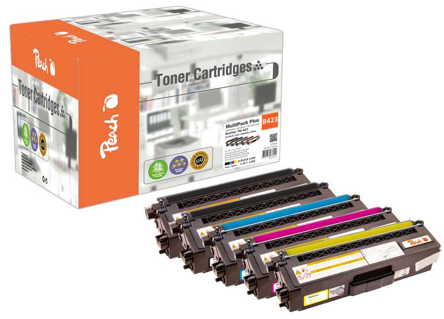 Peach B423 5 Toner XL (2*bk, c/m/y) ersetzt Brother TN-423 für z.B. Brother MFCL 8690 CDW, Brother DCPL 8410 CDN, Brothe