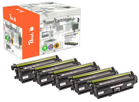 Peach HP 508 X 5 Toner XL (2*bk, c/m/y) ersetzt HP No. 508X, CF360X*2, CF361X, CF362X, CF363X für z.B. HP Color LaserJet