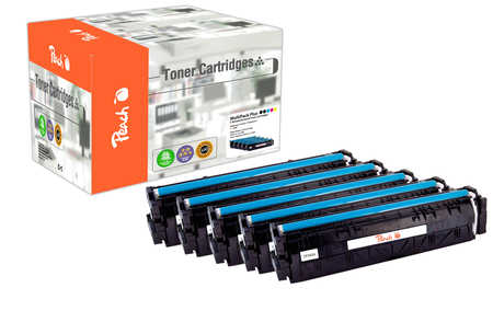 Peach HP 203 X 5 Toner XL (2*bk, c/m/y) ersetzt HP No. 203X, CF540X*2, CF541X, CF542X, CF543X für z.B. HP Color LaserJet