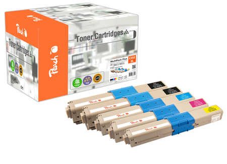 Peach O4650-87 5 Toner XL (2*bk, c/m/y) ersetzt OKI 46508712*2, 46508711, 46508710, 46508709 für z.B. OKI C 332 DN, OKI 