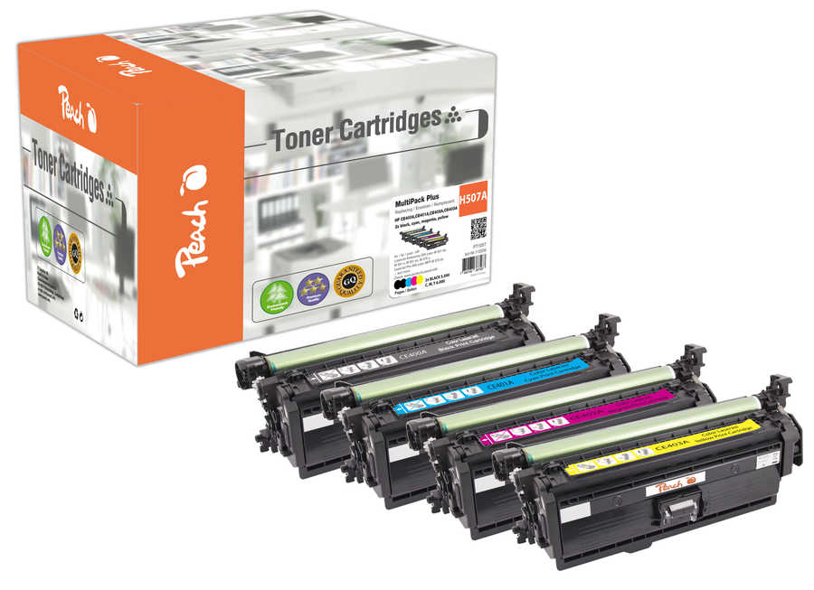 Peach HP 507 A 5 Toner (2*bk, c/m/y) ersetzt HP No. 507A, CE400A*2, CE401A, CE402A, CE403A für z.B. HP LaserJet Enterpri