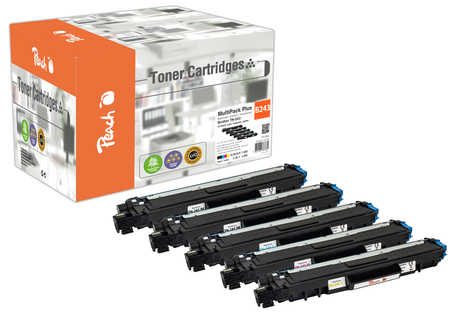 Peach B243 5 Toner (2*bk, c/m/y) ersetzt Brother TN-243 für z.B. Brother DCPL 3550 CDW, Brother MFCL 3750 CDW, Brother M