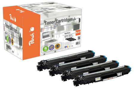 Peach B247 4 Toner XL (bk, c/m/y) ersetzt Brother TN-247 für z.B. Brother DCPL 3550 CDW, Brother MFCL 3750 CDW, Brother 