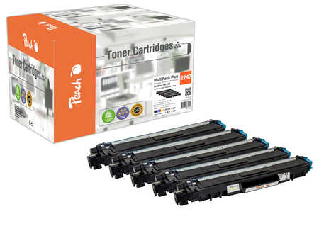 Peach B247 5 Toner XL (2*bk, c/m/y) ersetzt Brother TN-247 für z.B. Brother DCPL 3550 CDW, Brother MFCL 3750 CDW, Brothe