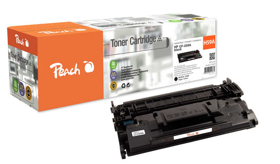 Peach HP 59 A Toner bk ersetzt HP No. 59A, CF259A für z.B. HP LaserJet Enterprise M 406 dn, HP LaserJet Enterprise M 407