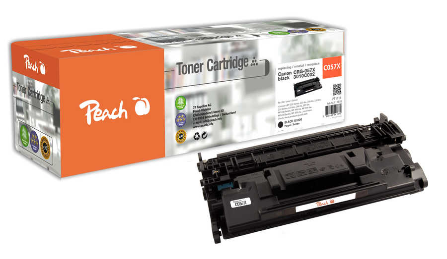 Peach HP 057 Hbk Toner XL bk ersetzt Canon CRG-057H bk, 3010C002 für z.B. Canon iSENSYS LBP -220, Canon iSENSYS LBP -223