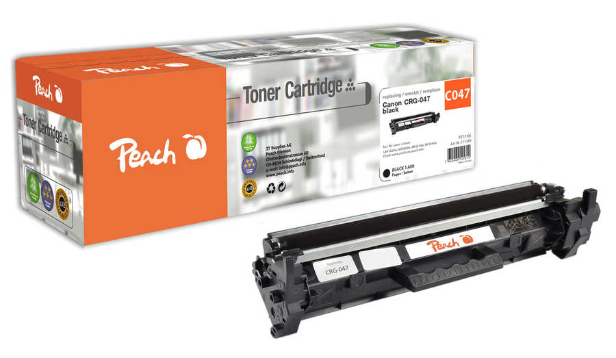 Peach HP 047 bk Toner bk ersetzt Canon CRG-047 bk, 2164C002 für z.B. Canon imageCLASS MF 113 w, Canon iSENSYS LBP -110, 