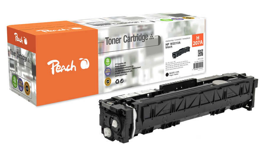 Image of Peach H207A Tonermodul bk ersetzt HP No. 207A, W2210A für z.B. HP Color LaserJet Pro MFP M 282 nw, HP Color LaserJet Pro MFP M 283 fdwbei 3ppp3 Peach online Shop