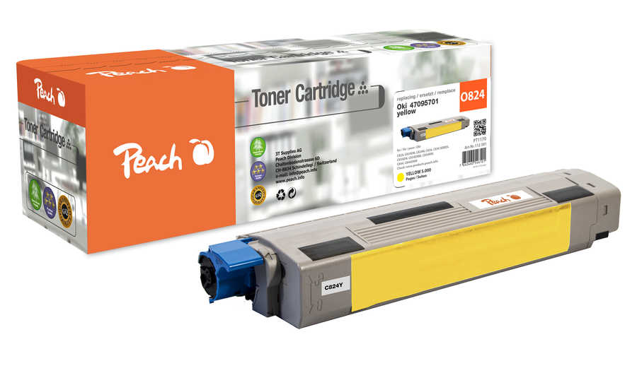 Image of Peach O4709 Toner ye ersetzt OKI 47095701 für z.B. OKI C 834 DN, OKI C 834, OKI C 824 dn, OKI C 824 n, OKI C 824, OKI C 834 dnw, OKI C 834 nw