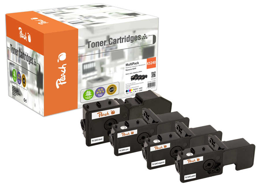 Peach K5240 4 Toner (bk, c/m/y) ersetzt Kyocera TK-5240 für z.B. Kyocera ECOSYS M 5526 cdn, Kyocera ECOSYS M 5526 cdw, K