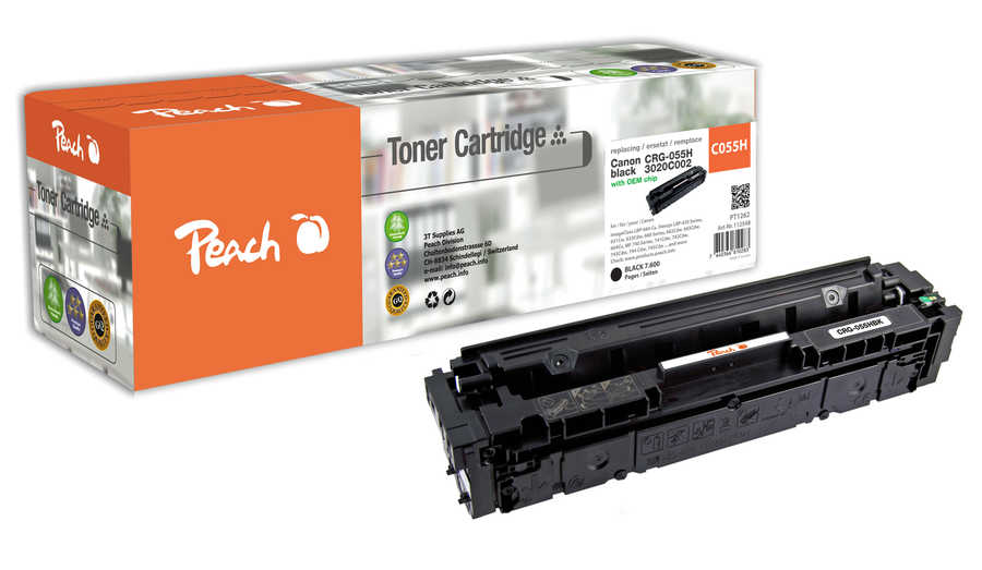 Image of Peach HP 055 Hbk Toner XL bk ersetzt Canon CRG-055H bk, 3020C002 für z.B. Canon iSENSYS MF 742 Cdw, Canon iSENSYS LBP -660, Canon iSENSYS MF 740