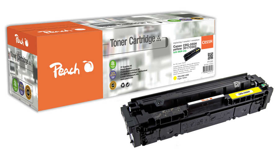 Image of Peach HP 055 Hy Toner XL ye ersetzt Canon CRG-055H y, 3017C002 für z.B. Canon iSENSYS MF 742 Cdw, Canon iSENSYS LBP -660, Canon iSENSYS LBP -664 Cx