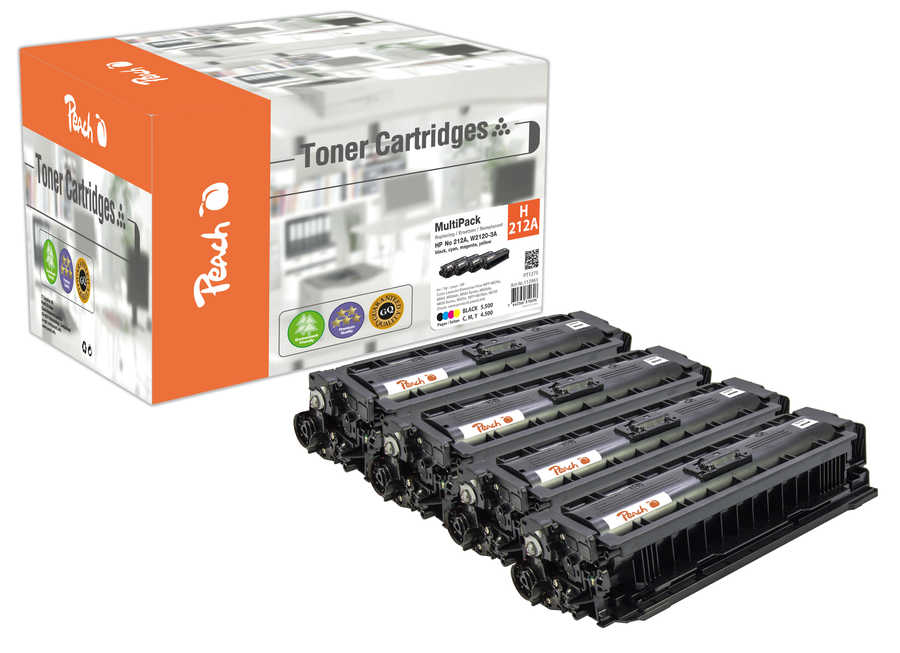 Peach HP 212 A 4 Toner (bk, c/m/y) ersetzt HP No. 212A, W2120A, W2121A, W2122A, W2123A für z.B. HP Color LaserJet Enterprise Flow MFP M 578 c