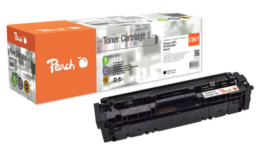 Image of Peach HP 207-W2210/1/2/3-C067 Toner bk ersetzt Canon 067 bk, 5102C002 für z.B. Canon iSENSYS MF 651 Cw, Canon iSENSYS MF 650