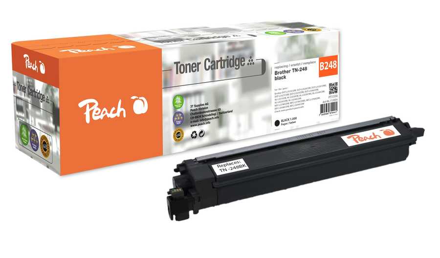 Image of Peach B248 BK Toner bk ersetzt Brother TN-248BK für z.B. Brother MFCL 8390 CDW, Brother DCPL 3560 CDW, Brother MFCL 3740 CDW, Brother MFCL 3740