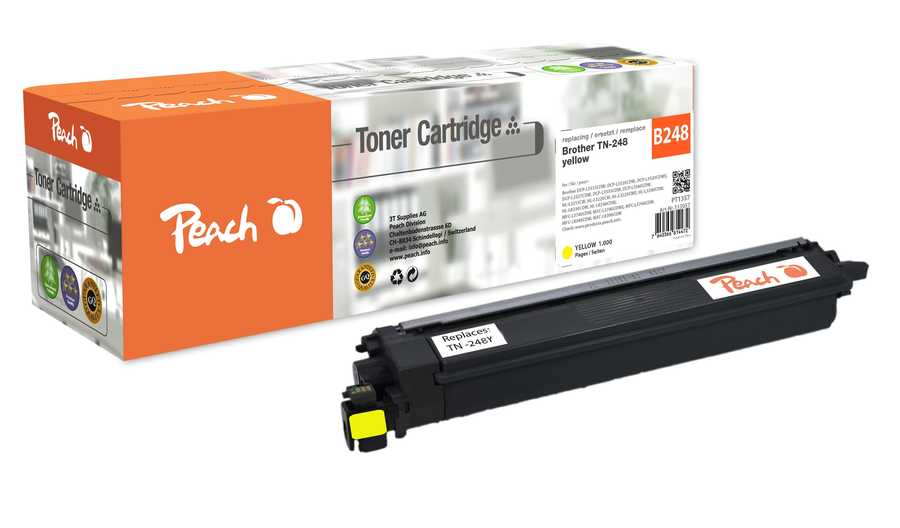 Image of Peach B248 Y Toner ye ersetzt Brother TN-248Y für z.B. Brother MFCL 8390 CDW, Brother DCPL 3560 CDW, Brother MFCL 3740 CDW, Brother DCPL 3520 CDW
