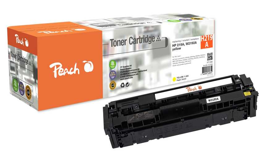 Image of Peach HP 219 A Toner ye ersetzt HP No. 219A, W2192A für z.B. HP Color LaserJet Pro 3202 dw, HP Color LaserJet Pro MFP 3300