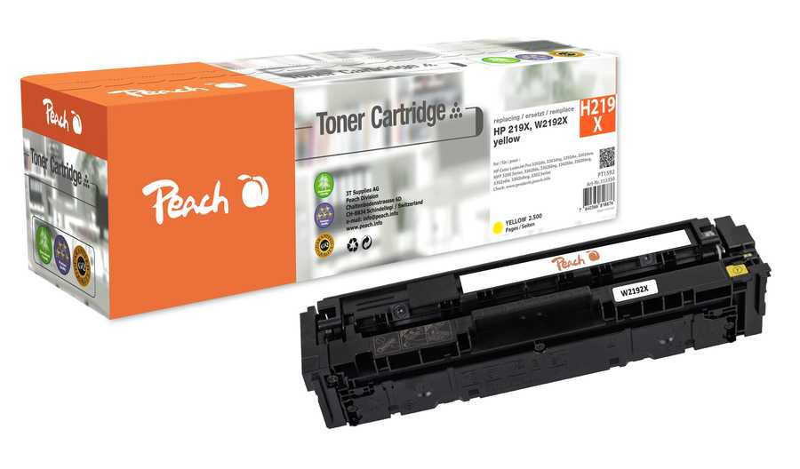 Image of Peach HP 219 X Toner XL ye ersetzt HP No. 219X, W2192X für z.B. HP Color LaserJet Pro 3202 dw, HP Color LaserJet Pro MFP 3300