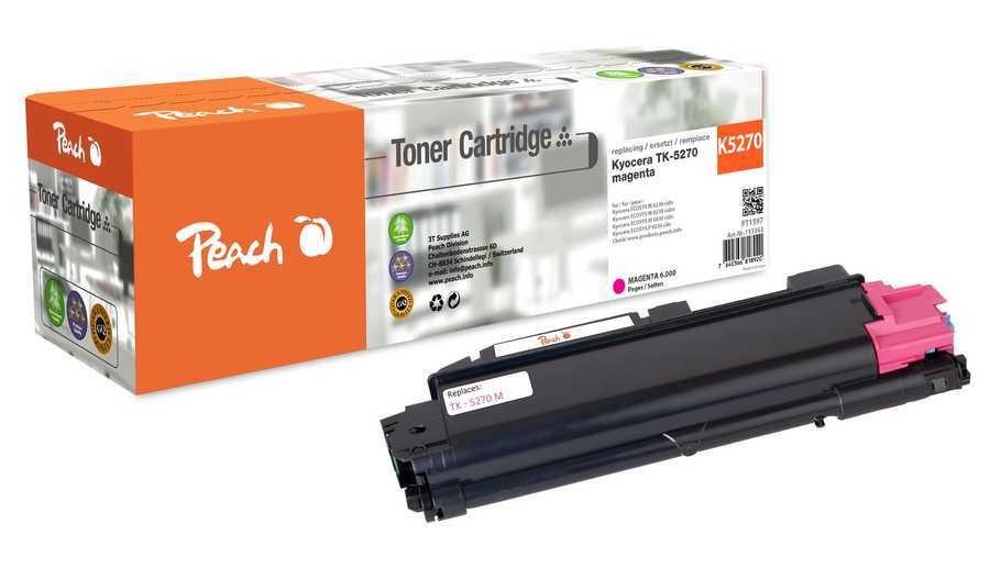 Image of Peach K5270 M Toner ma ersetzt Kyocera TK-5270M für z.B. Kyocera ECOSYS M 6230 cidn, Kyocera ECOSYS M 6230 cidnt, Kyocera ECOSYS M 6630 cidn