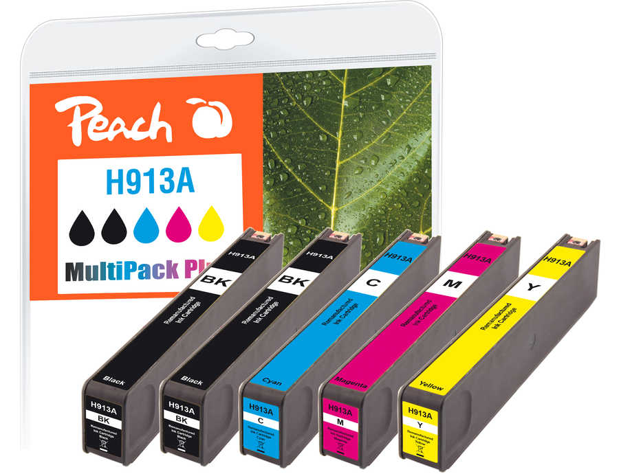 Peach HP 913 A 5 Druckerpatronen (bk, c/m/y) ersetzt HP No. 913A, L0R95AE, F6T77AE, F6T78AE, F6T79AE für z.B. HP PageWid