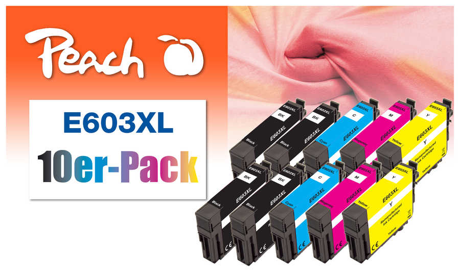 Peach E3A1*4 10 Druckerpatronen XL (4*bk, 2*c/2*m/2*y) ersetzt Epson T03A1*4, T03A2*2, T03A3*2, T03A4*2 für z.B. Epson E