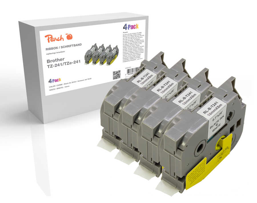 Schriftbandkassette kompatibel zu Brother TZ-241/TZe-241, Pack(4) Brother BR-TZ241